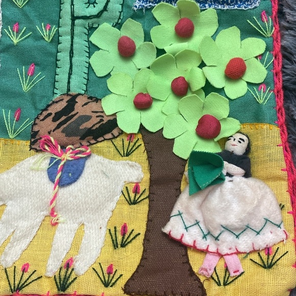 VTG Peruvian Arpillera 3D folk art applique embroidery wall art - Picture 16 of 16